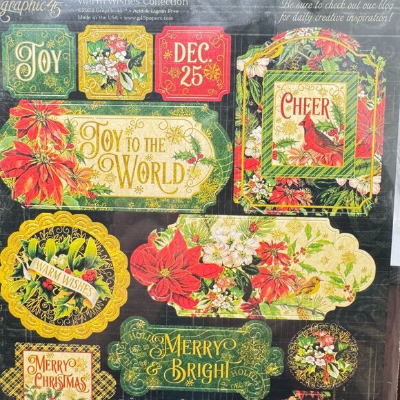 Graphic 45 Retired Warm Wishes Chipboard Christmas Accents Scrapbooking - Picture 6 of 8